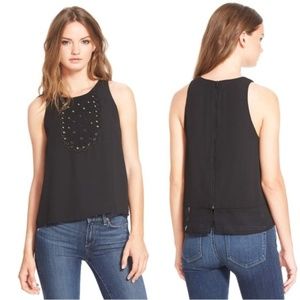 Sam Edelman Black Chiffon Tank Top